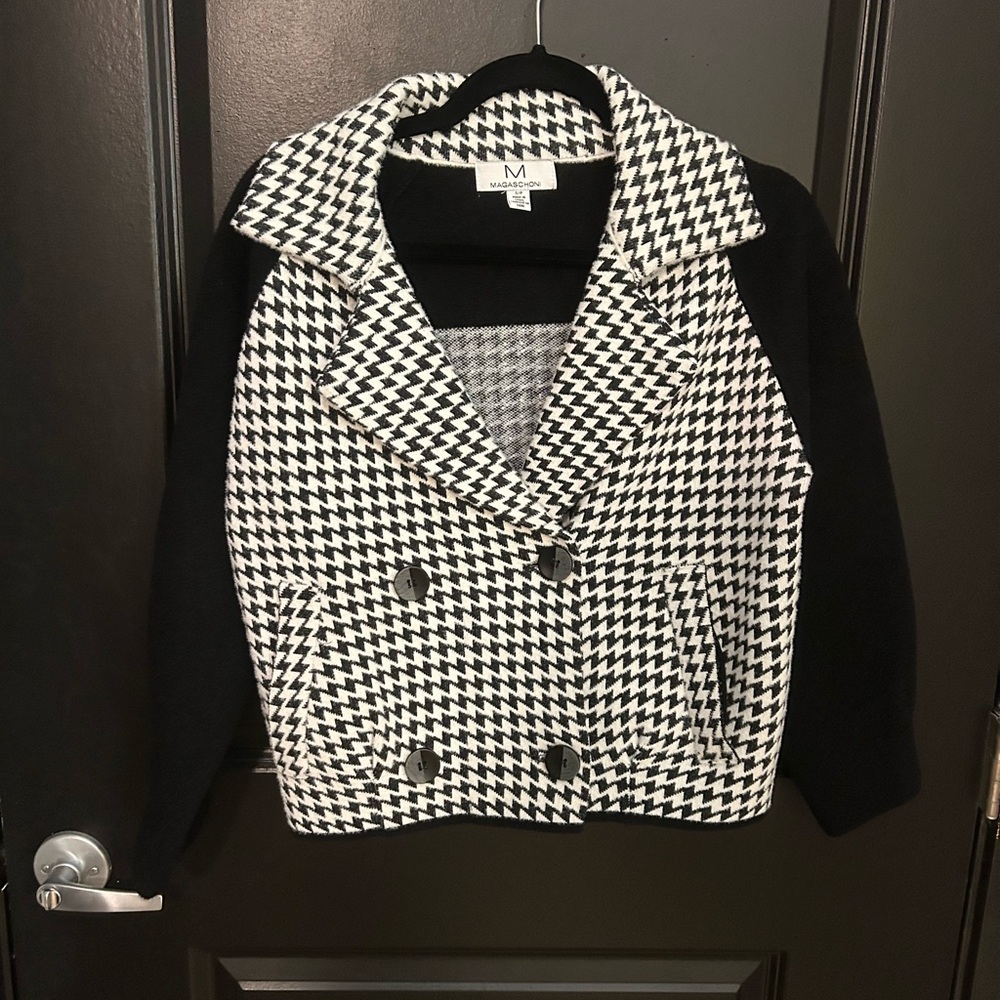 Magaschoni Black and White Houndstooth Coat